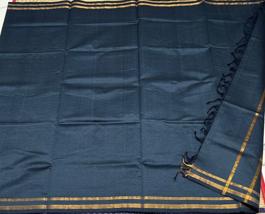 Handloom semi silk cotton saree kaddi border - MS065