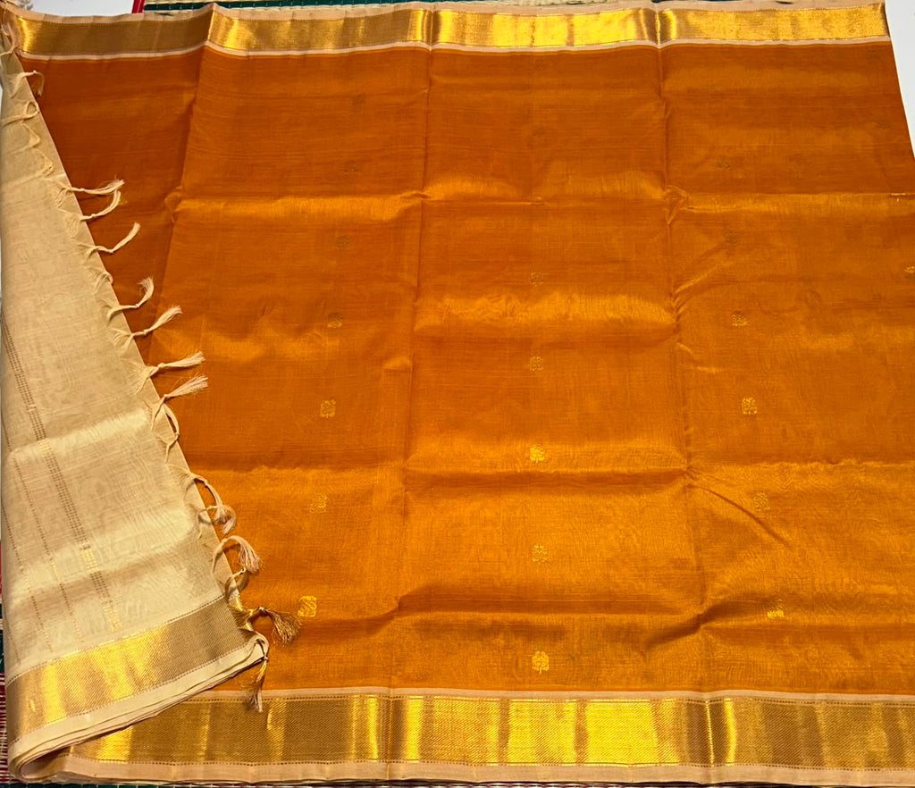 Handloom simple silk cotton saree with buttas - MS260