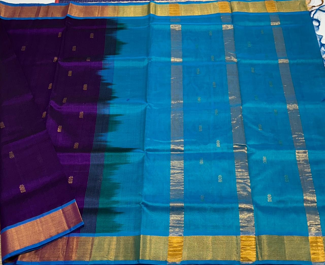 Handloom silk cotton saree with buttas - MS168