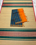 Handloom semi silk cotton saree with kattam - MS330