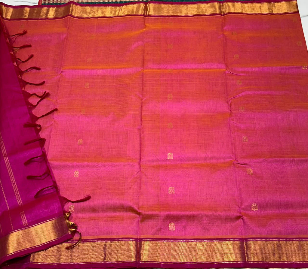 Handloom silk cotton saree with buttas - MS389