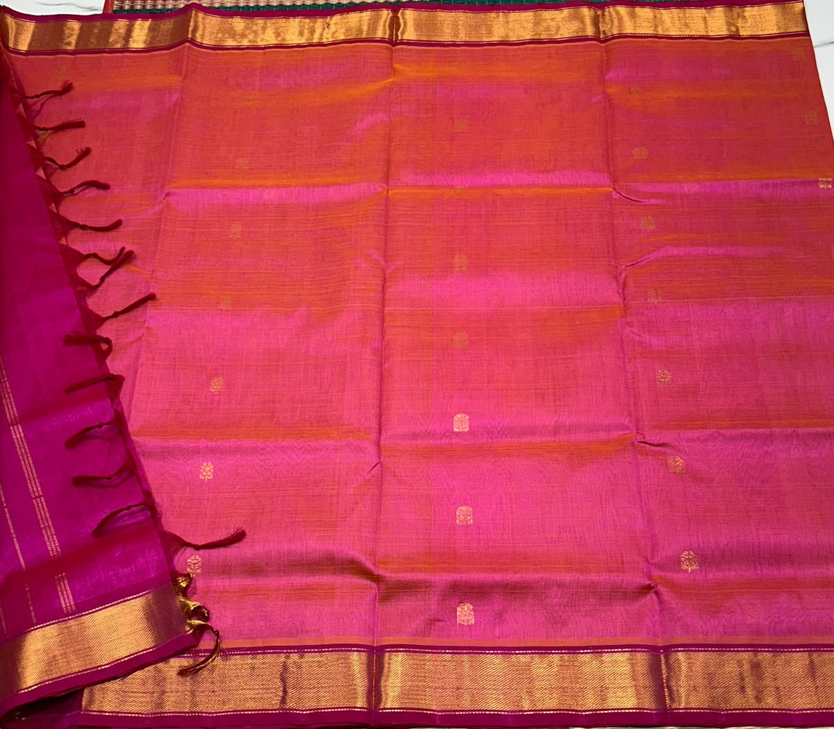 Handloom silk cotton saree with buttas - MS389