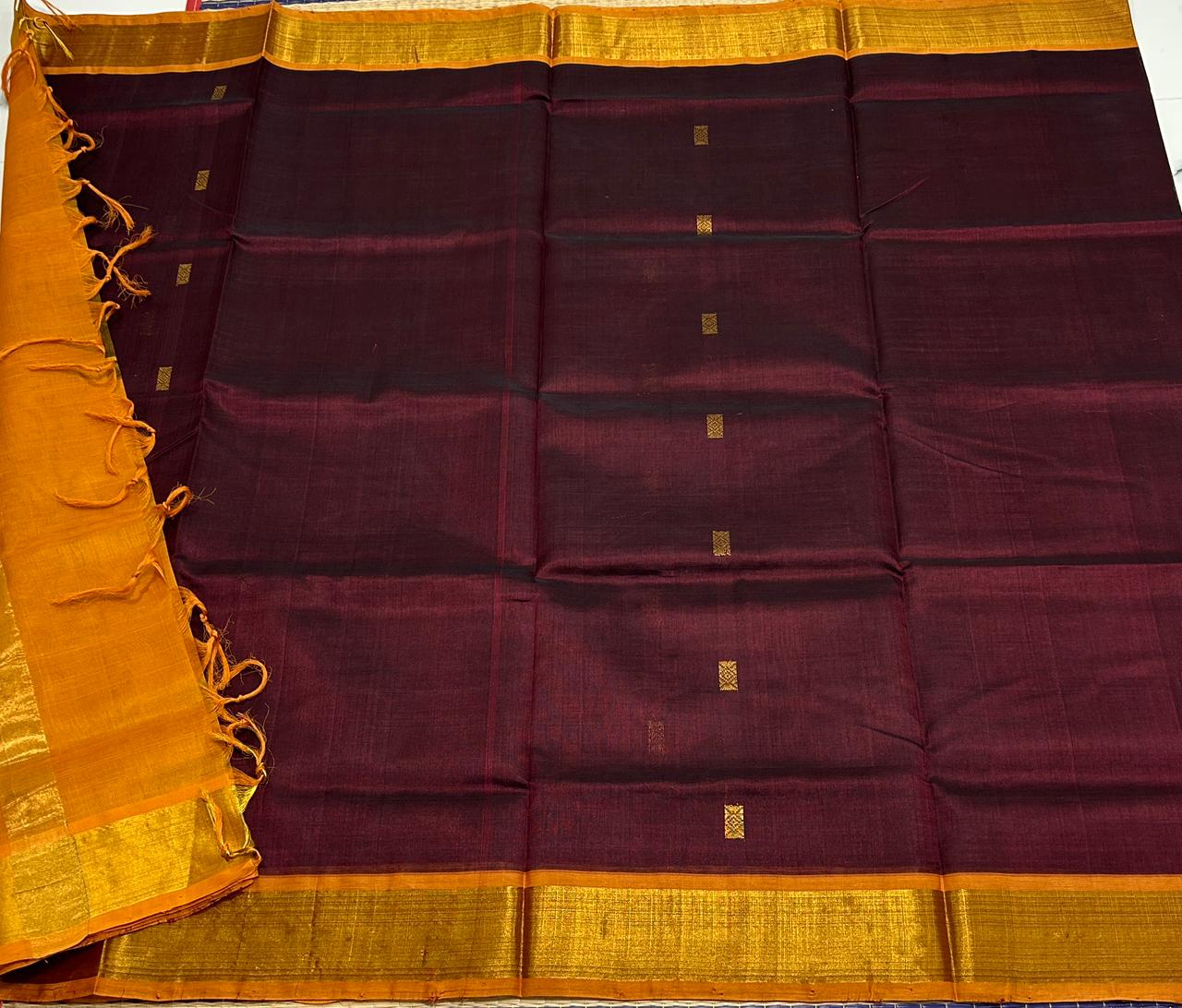 Handloom silk cotton saree with buttas - MS169