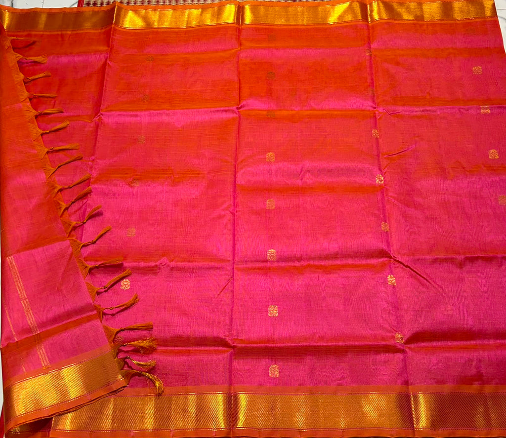 Handloom silk cotton saree with buttas - MS295