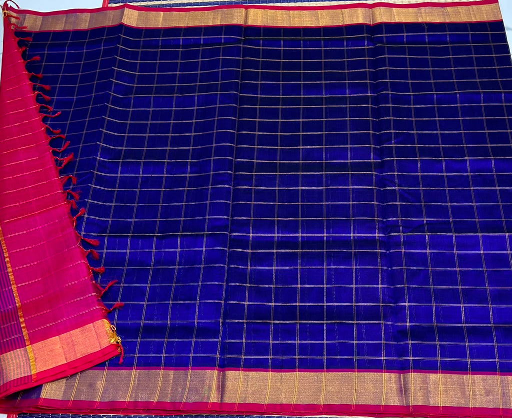 Handloom silk cotton saree with zari kattam - MS223