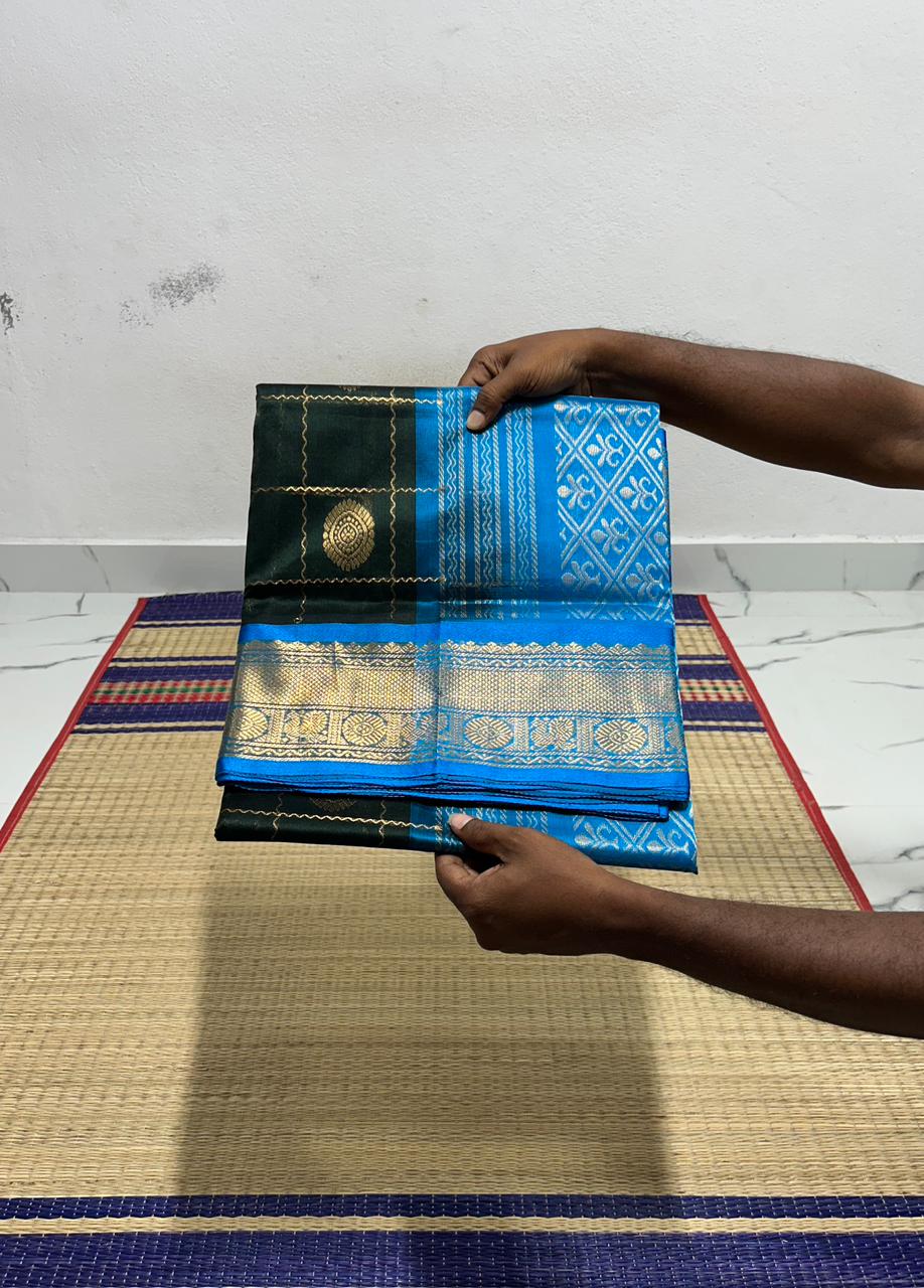 Handloom Mayil chakram silk cotton saree - MS010