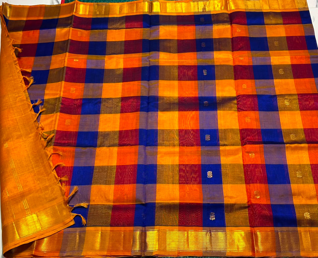 Handloom Paalum pazhamum silk cotton saree with buttas - MS346