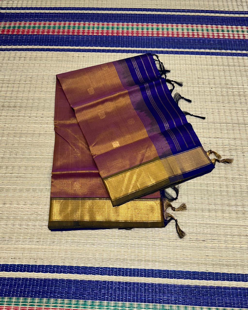 Handloom silk cotton saree with buttas - MS103