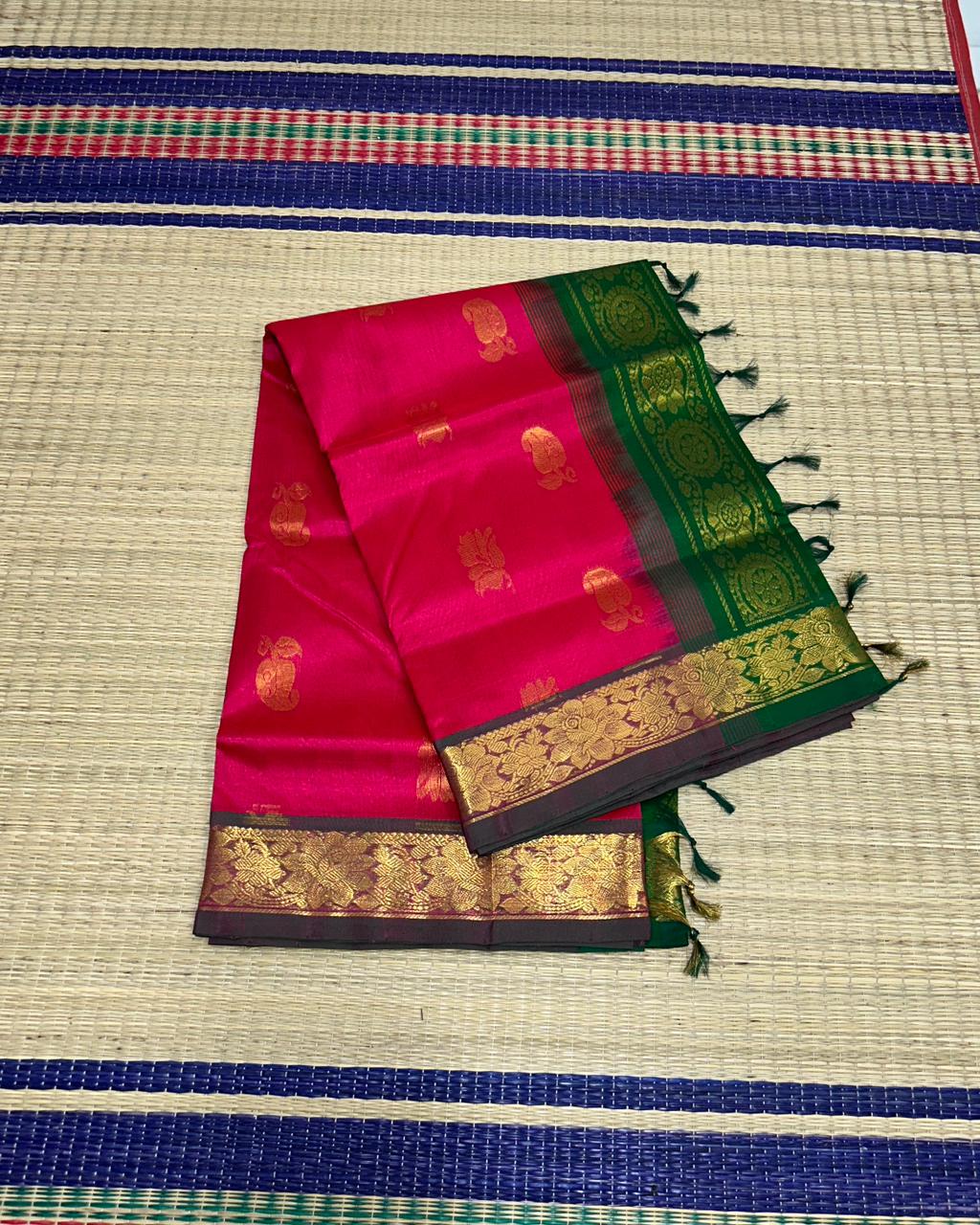 Handloom silk cotton saree with buttas - MS078