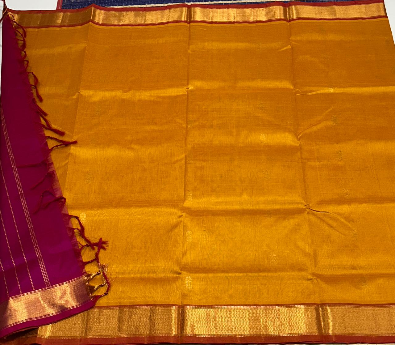 Handloom silk cotton saree with buttas - MS190
