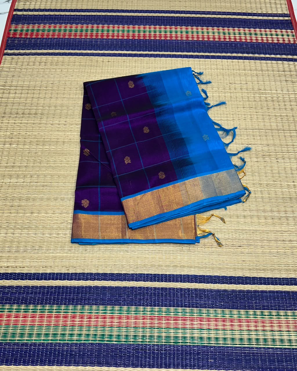 Handloom silk cotton saree with kattam  - MS224