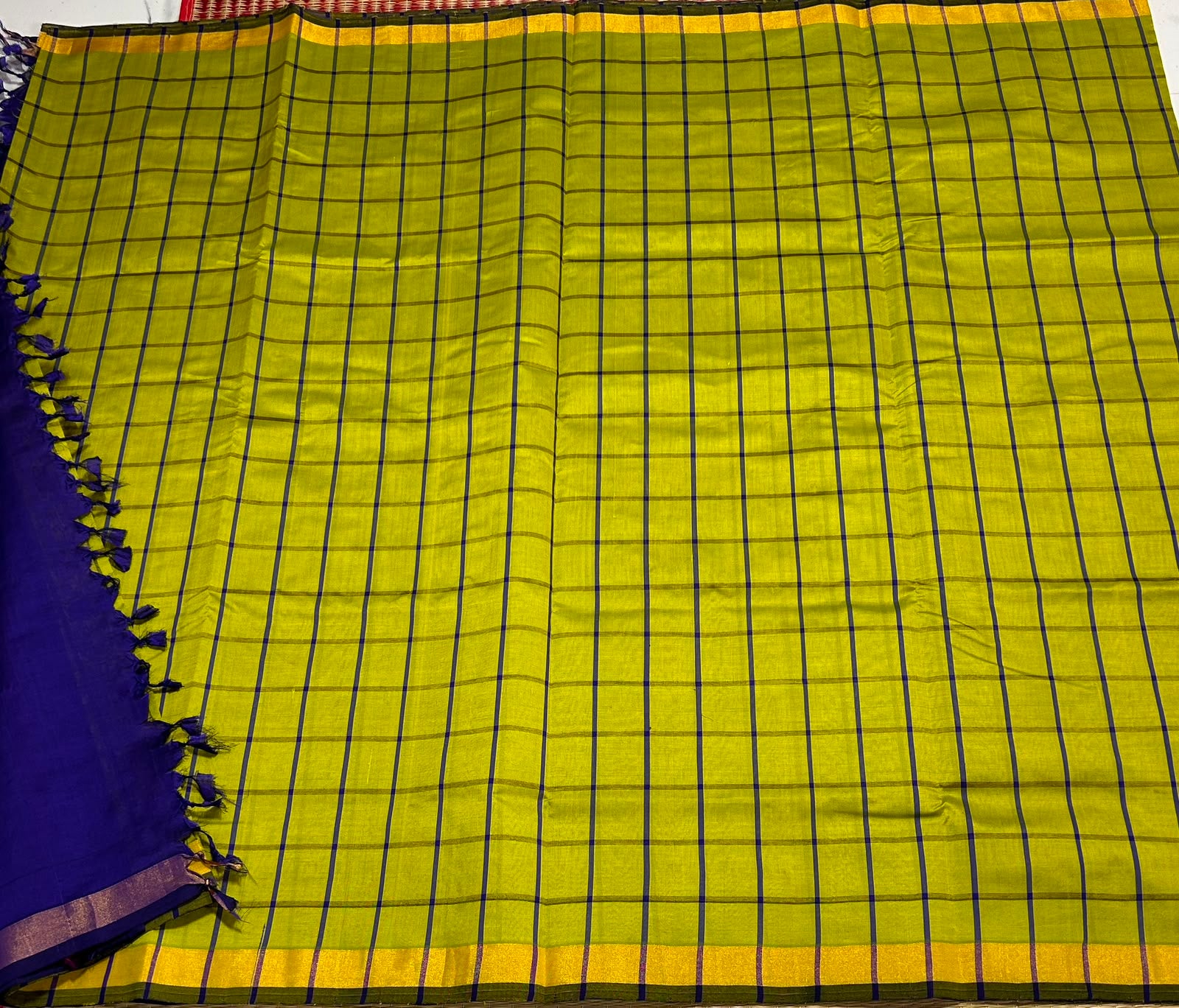 Handloom semi silk cotton saree with kattam - MS254