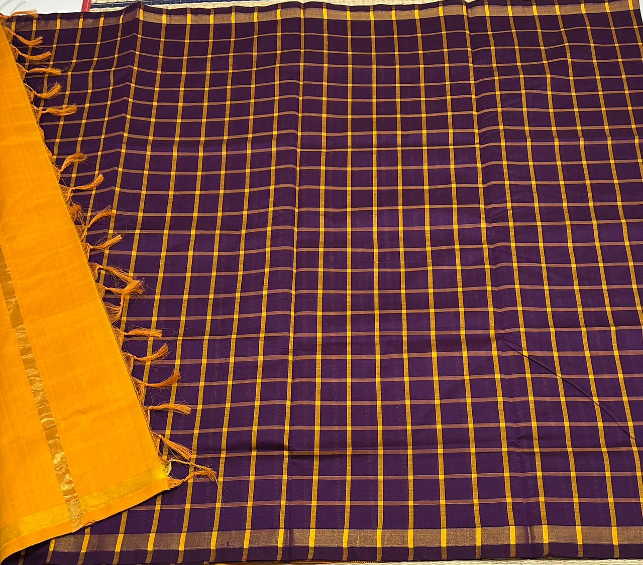 Handloom semi silk cotton saree with kattam - MS157