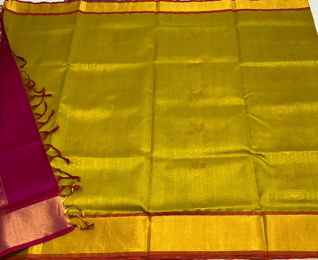 Handloom silk cotton saree with buttas - MS079