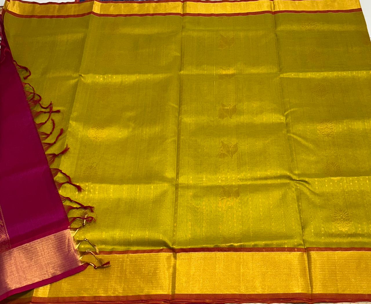 Handloom silk cotton saree with buttas - MS079