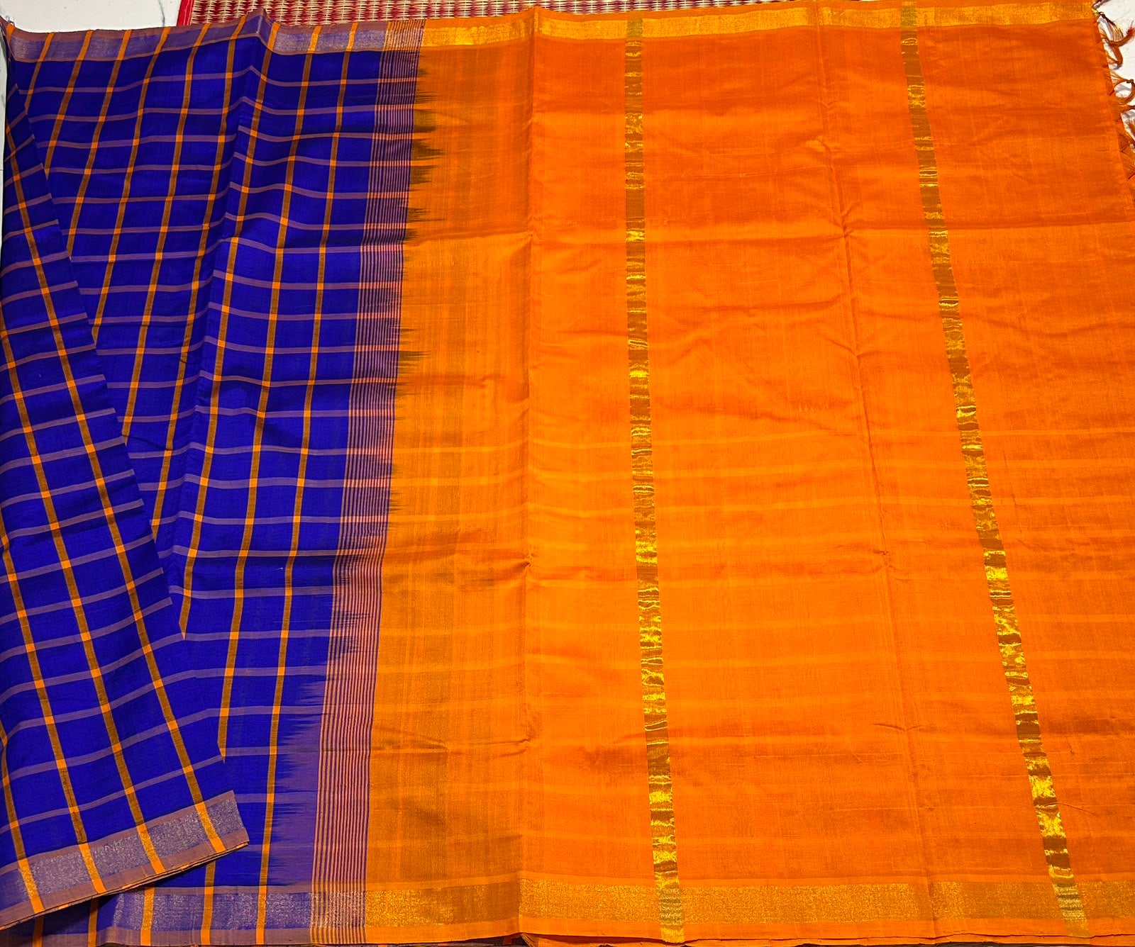 Handloom semi silk cotton saree with kattam - MS257