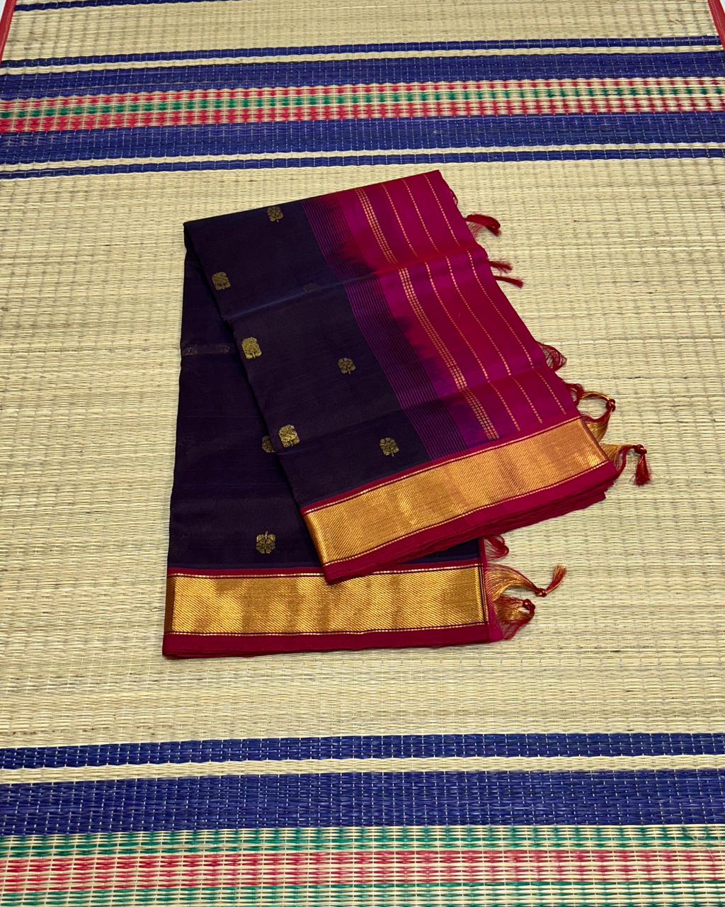 Handloom silk cotton saree with buttas - MS118