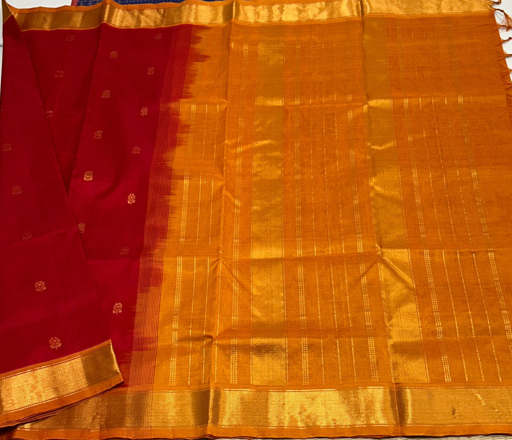 Handloom silk cotton saree with buttas - MS111