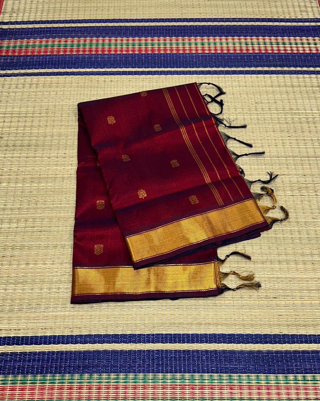 Handloom silk cotton saree with buttas - MS122