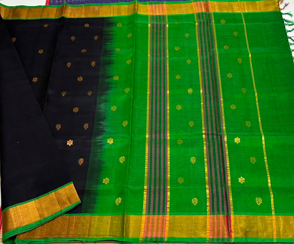 Handloom silk cotton saree with buttas - MS218