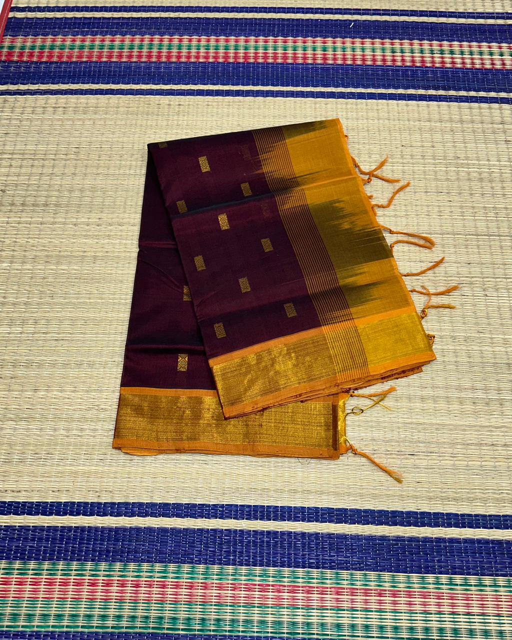 Handloom silk cotton saree with buttas - MS169