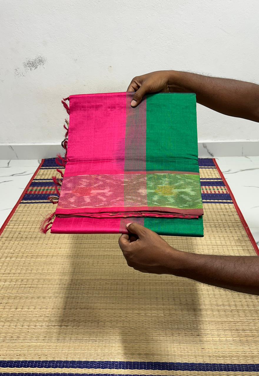 Handloom semi silk cotton saree pochampalli border - MS068