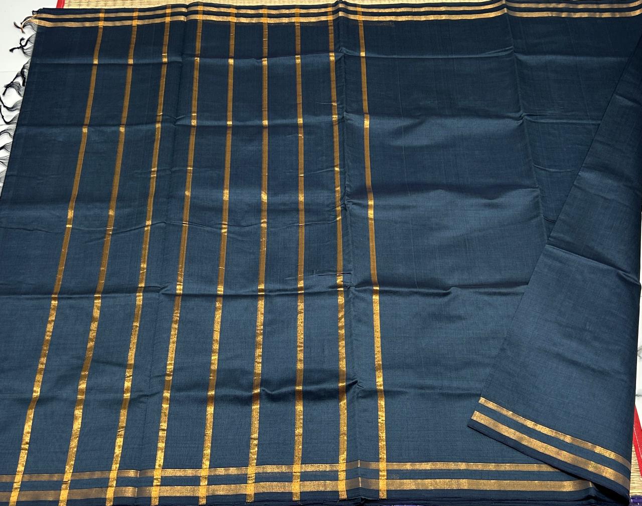 Handloom semi silk cotton saree kaddi border - MS065