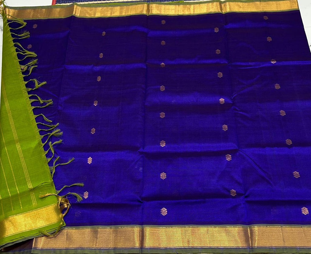 Handloom silk cotton saree with buttas - MS189
