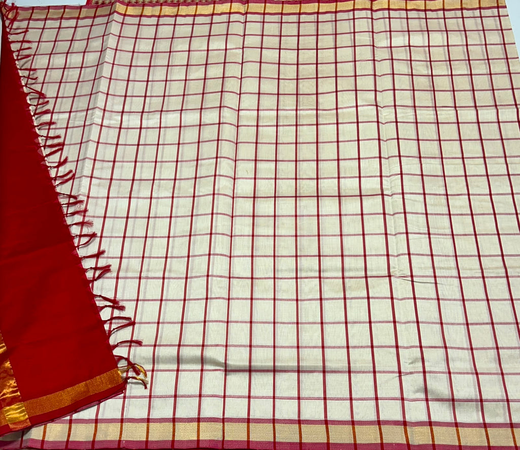 Handloom semi silk cotton saree with kattam - MS255