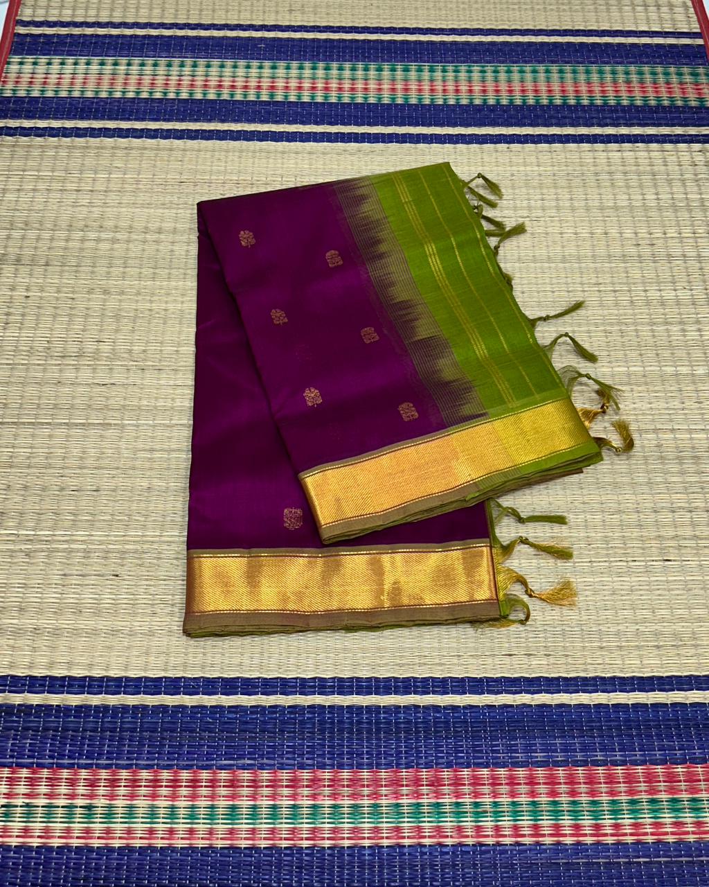 Handloom silk cotton saree with buttas - MS142