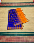 Handloom semi silk cotton saree with kattam - MS257