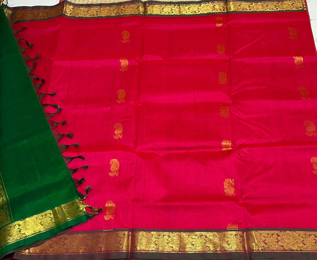 Handloom silk cotton saree with buttas - MS078