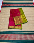 Handloom grand border silk cotton saree with zari checks - MS337