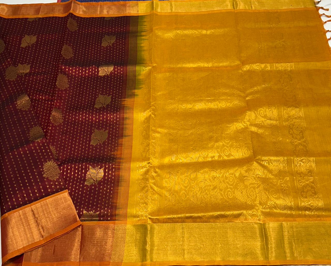 Handloom silk cotton saree with buttas - MS177