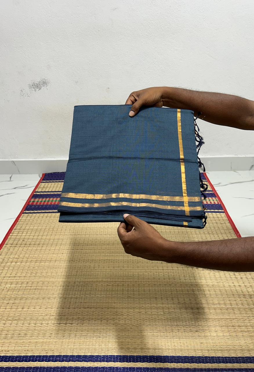Handloom semi silk cotton saree kaddi border - MS065