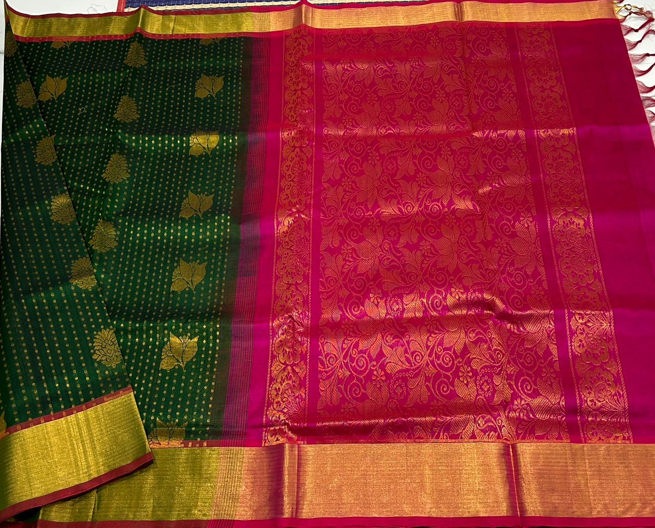 Handloom silk cotton saree with buttas - MS175