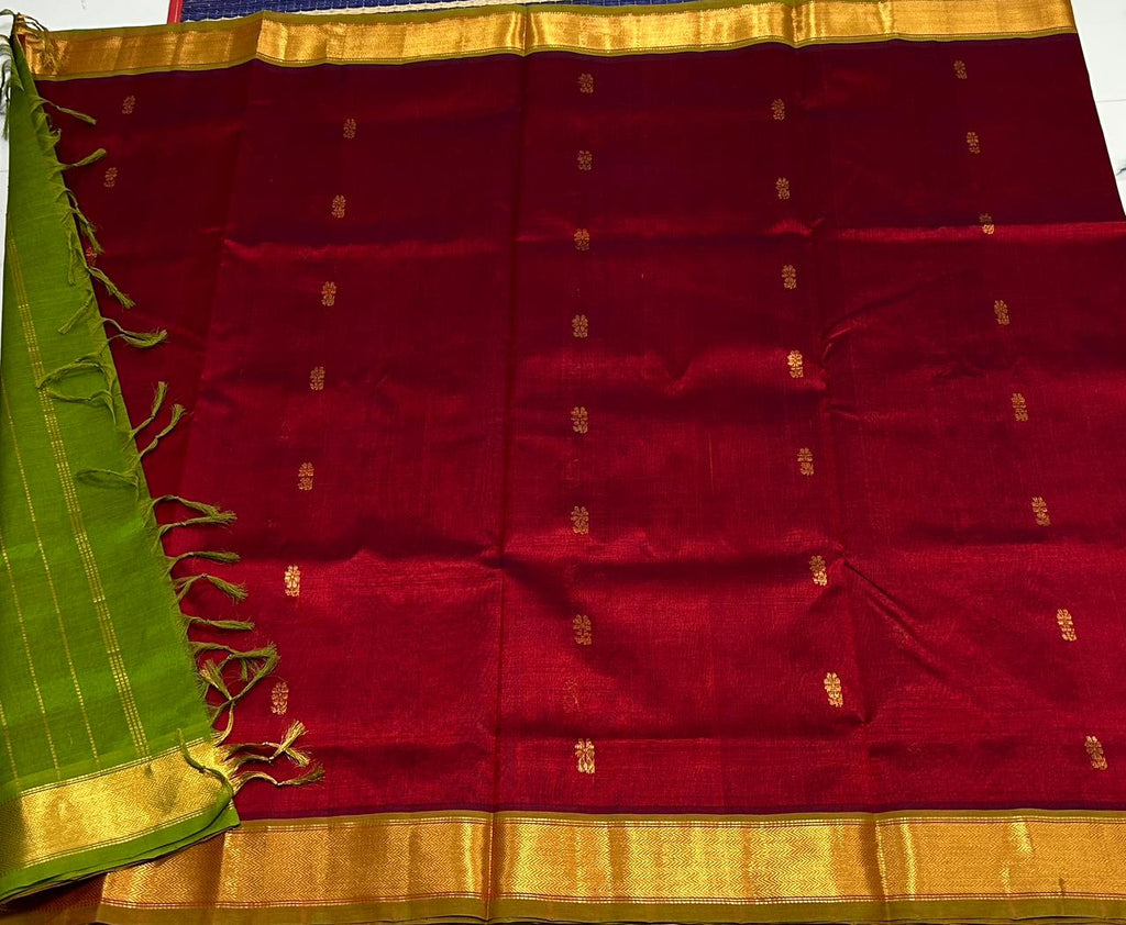 Handloom silk cotton saree with buttas - MS208