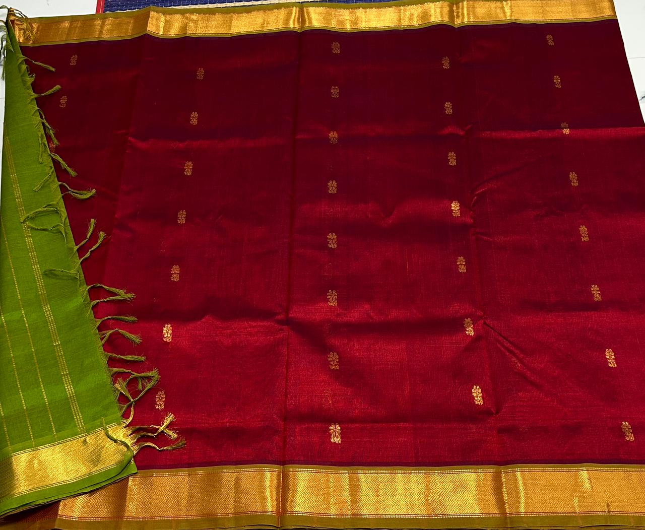Handloom silk cotton saree with buttas - MS208