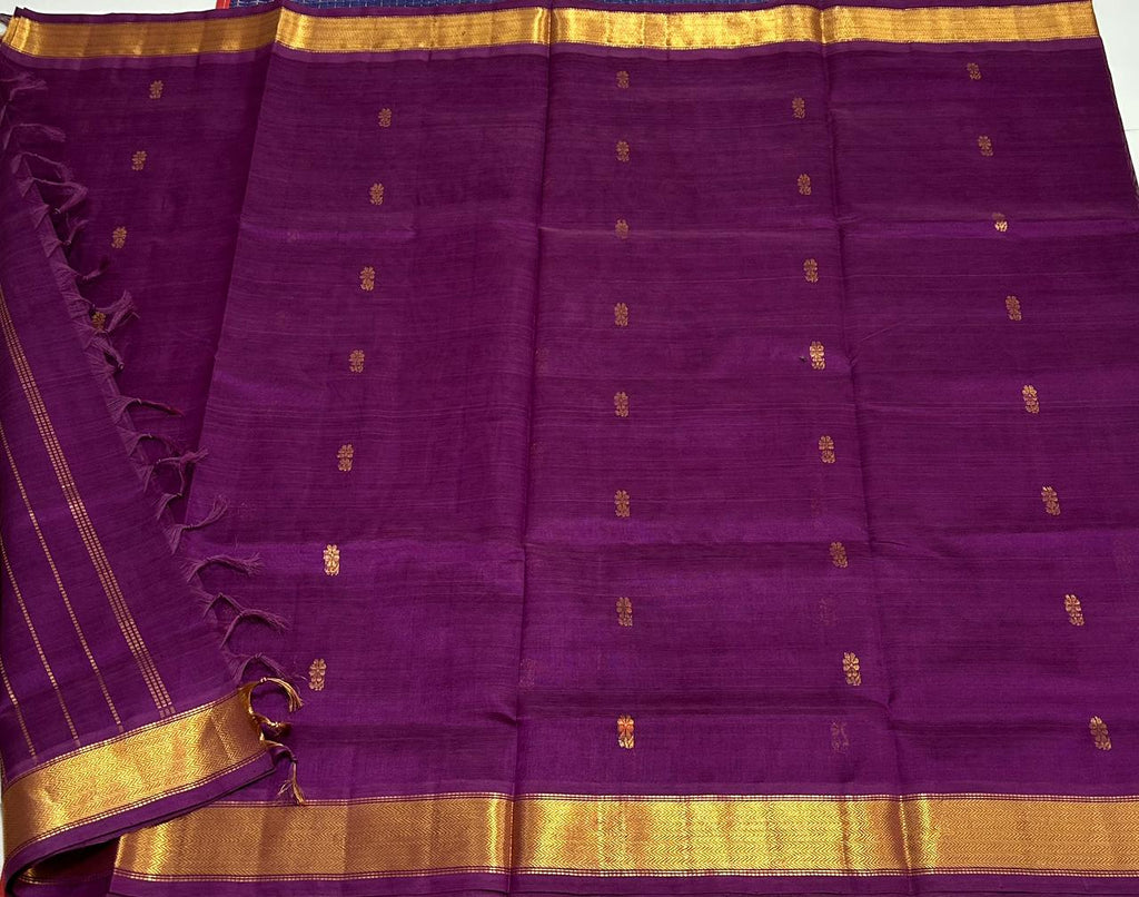 Handloom silk cotton saree with buttas - MS081