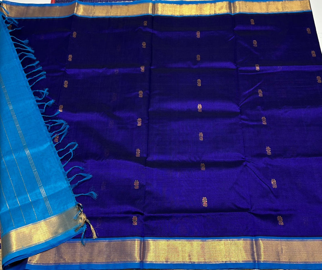 Handloom silk cotton saree with buttas - MS035
