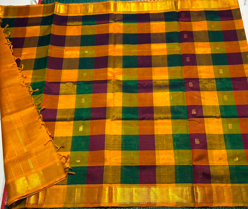 Handloom Paalum pazhamum silk cotton saree with buttas - MS345