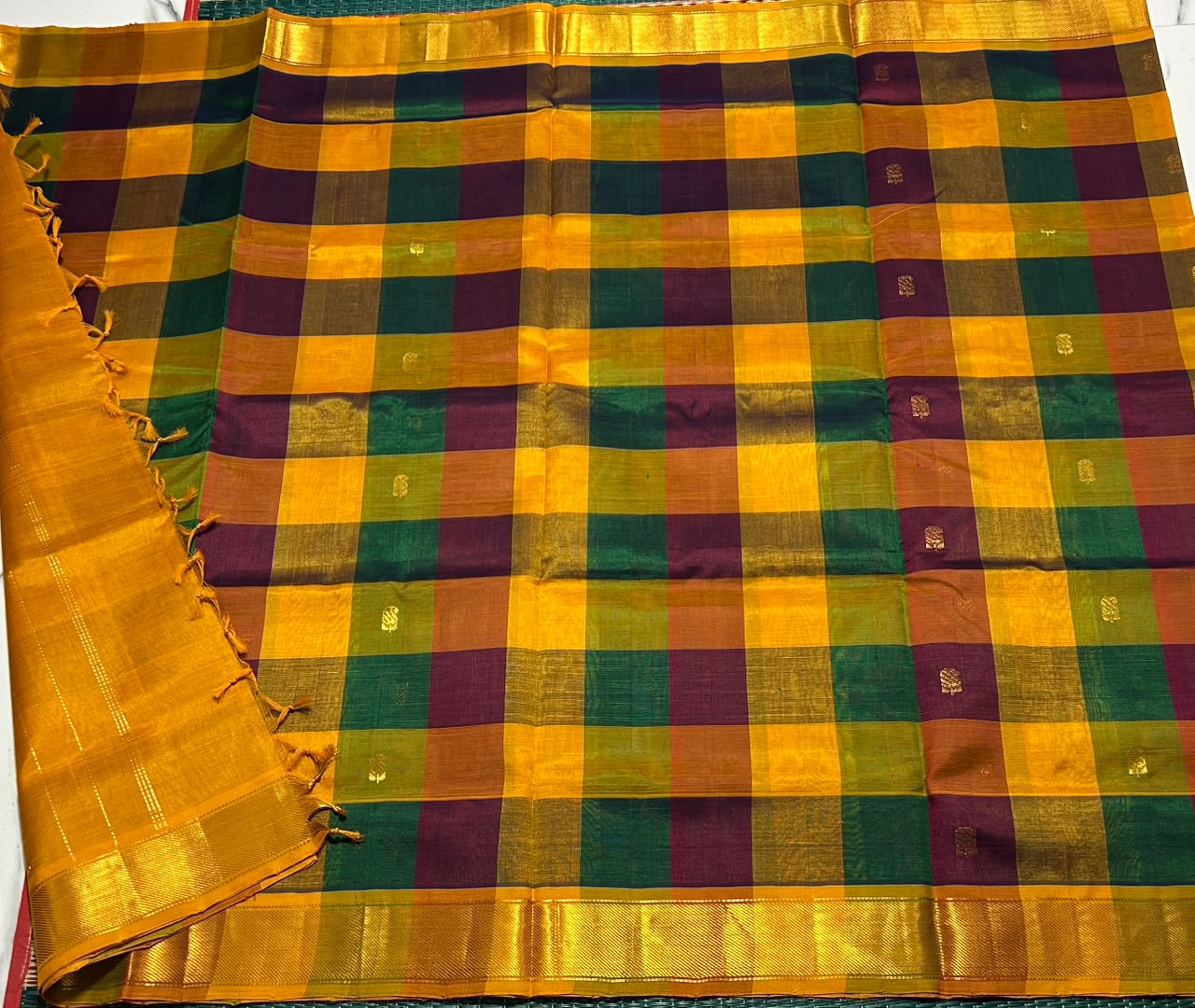 Handloom Paalum pazhamum silk cotton saree with buttas - MS345