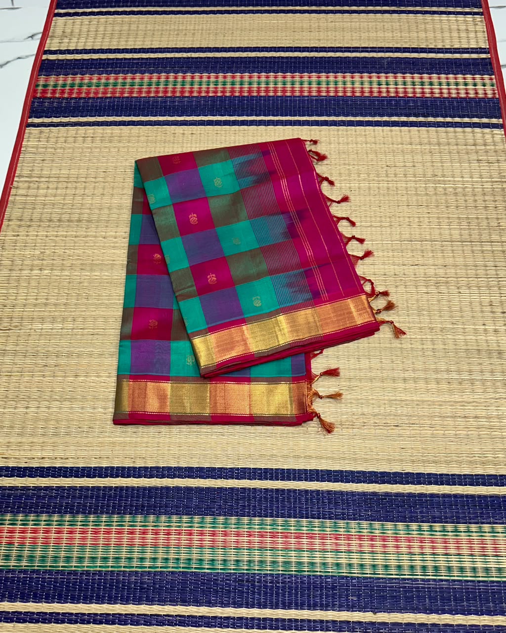 Handloom Paalum pazhamum silk cotton saree with buttas - MS234