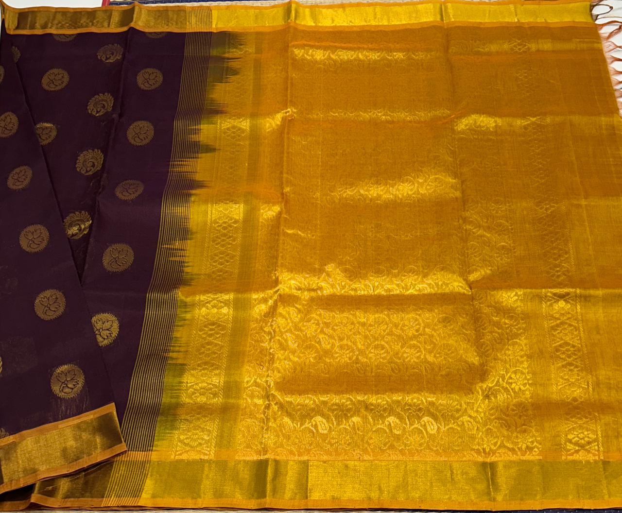 Handloom silk cotton saree with buttas - MS179