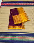 Handloom silk cotton saree with small jari checks - MS244