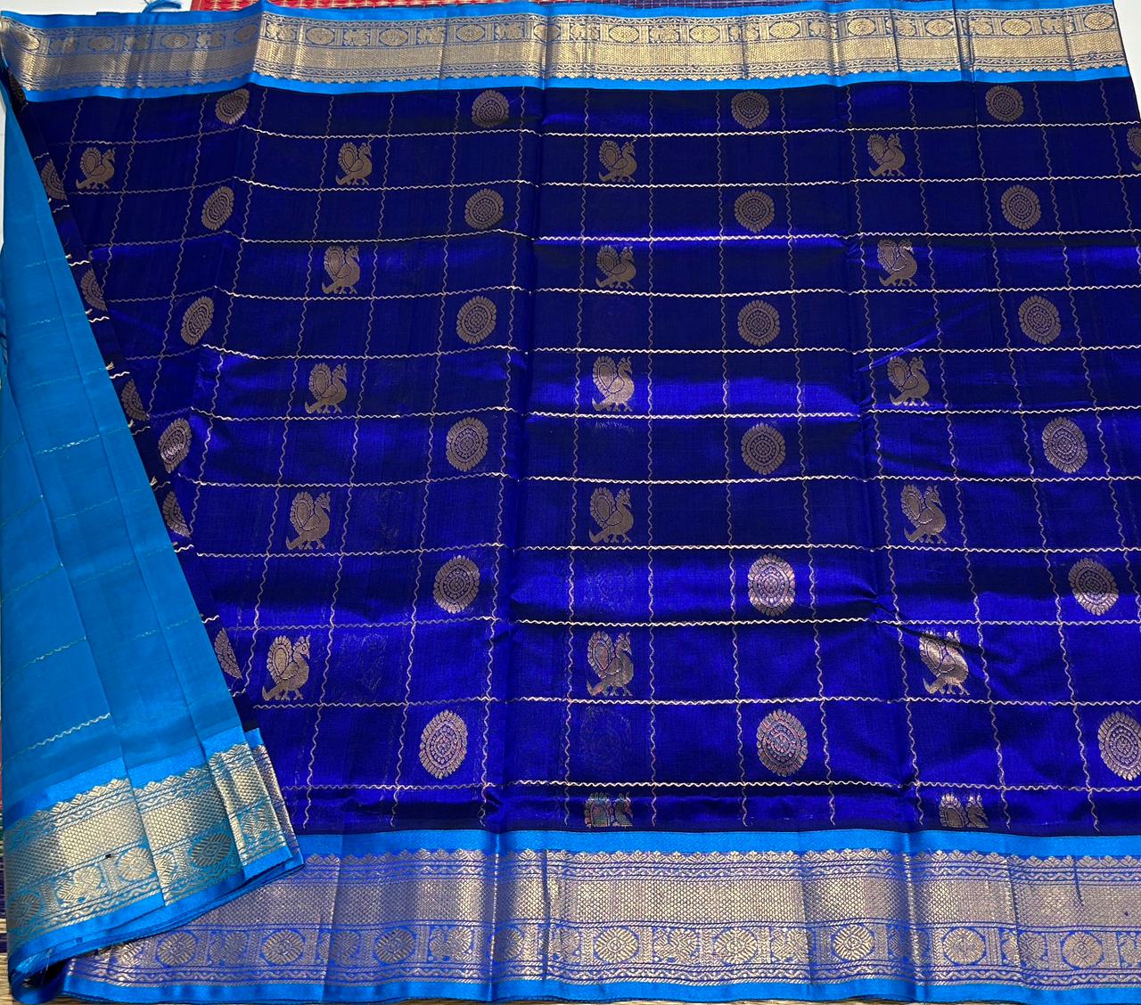 Handloom Mayil chakram silk cotton saree - MS018