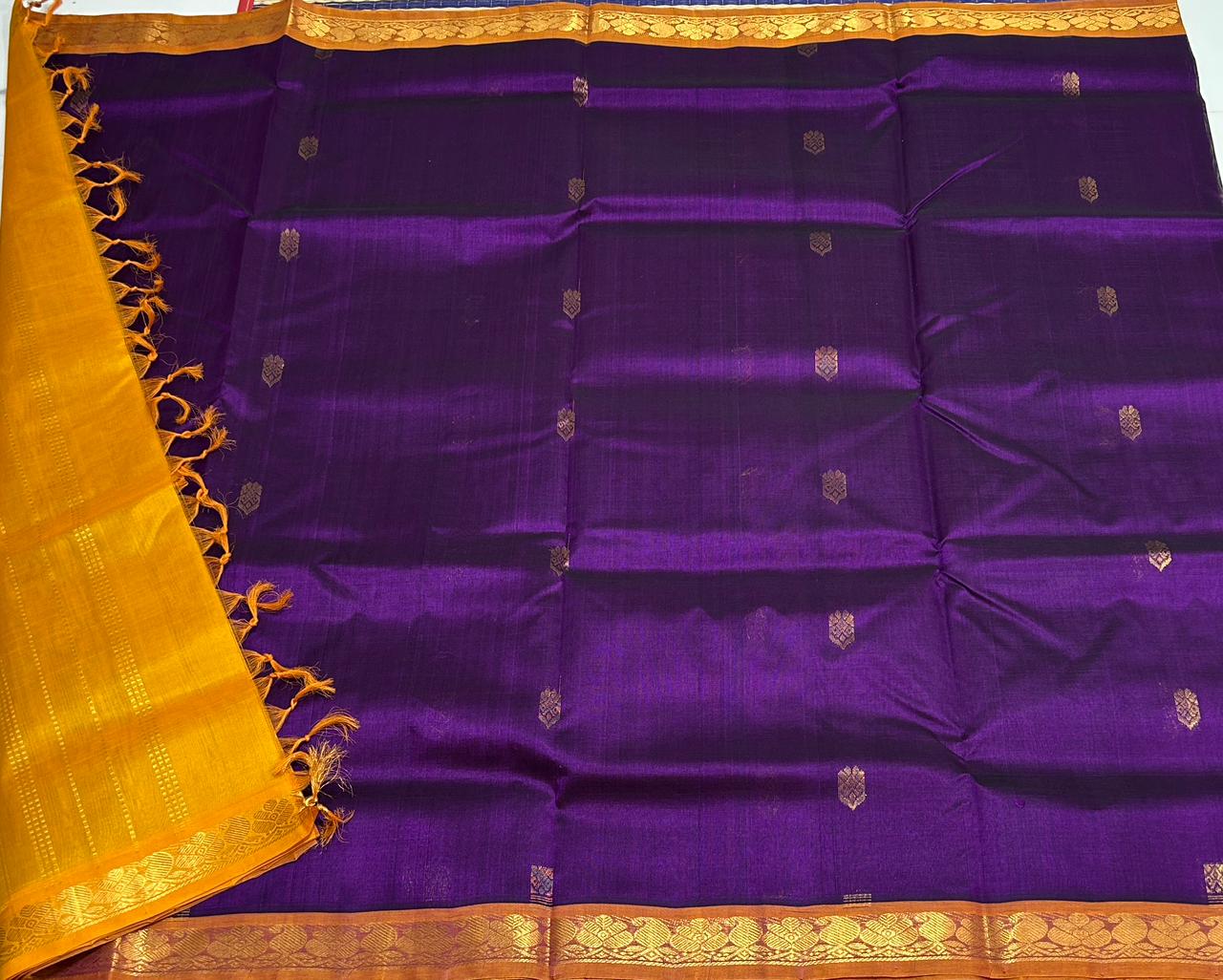 Handloom silk cotton saree with buttas - MS076