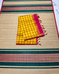 Handloom semi silk cotton saree with kattam - MS329