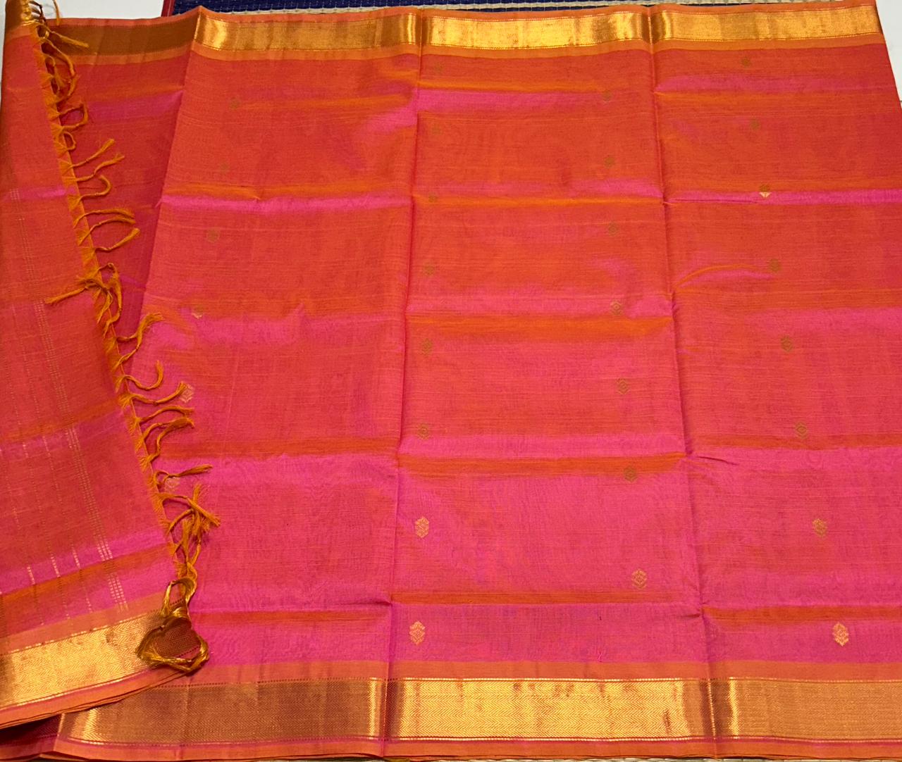Handloom silk cotton saree with buttas - MS082
