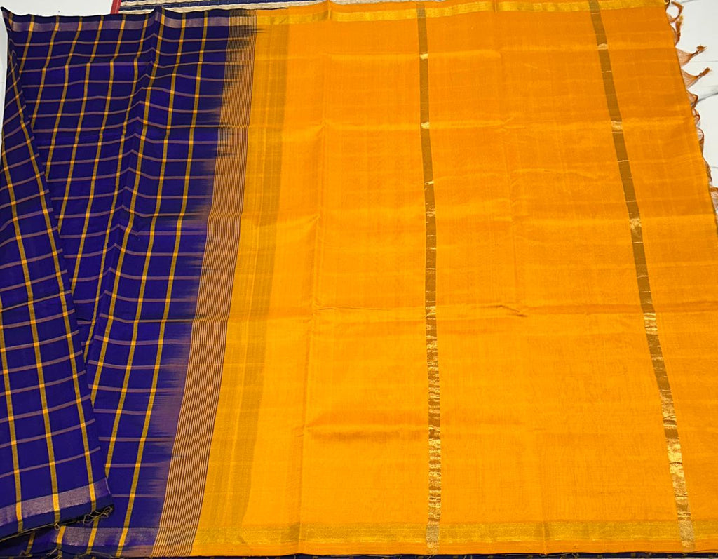 Handloom semi silk cotton saree with kattam - MS043